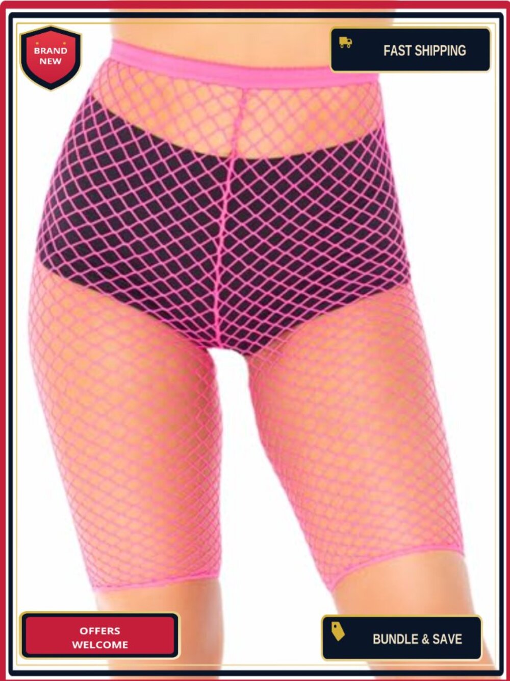 Fishnet Biker Shorts High Waist Snug Fit Festival Rave Wear
